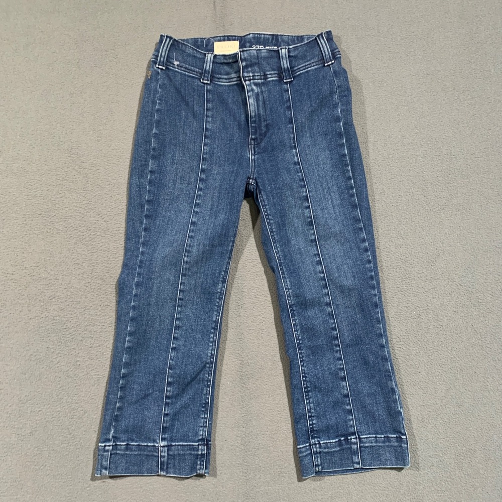 Pilcro Pintuck Seam Jeans Women 27P Blue High Rise Cropped Slim Straight Flare